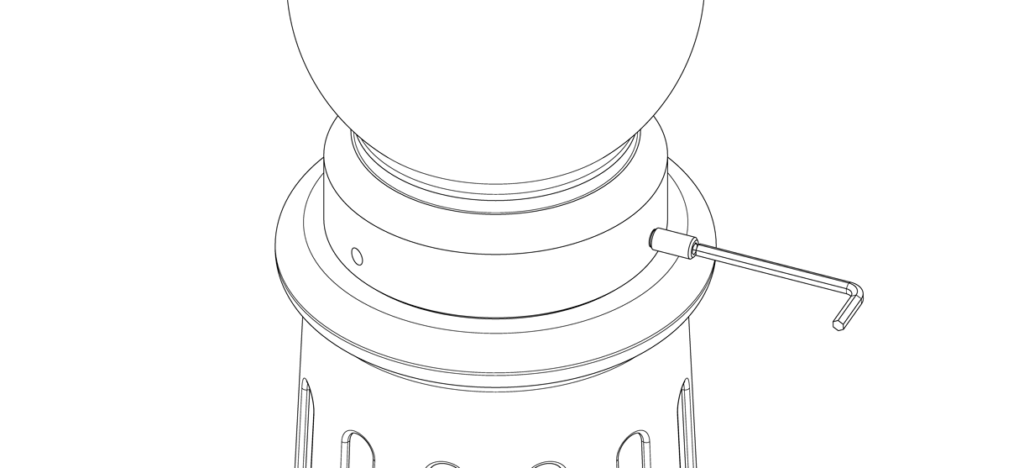 一个图，示出了带有艾伦键拧紧的设定螺钉，以固定并将盖子对齐到系柱底座