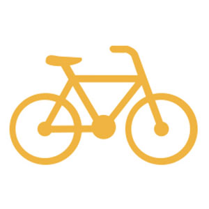 黄线框自行车标志宣布普通乔骑自行车者