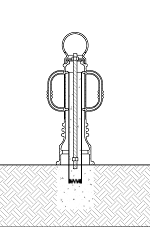 图表显示了使用螺纹杆安装自行车绑带盖