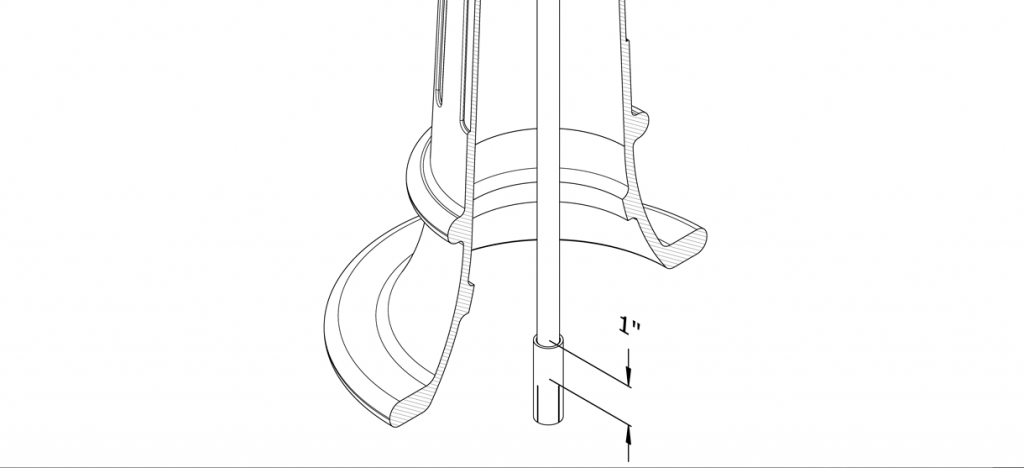 图表显示螺纹杆被降低到锚铸造下面，然后手紧固，直到它是安全的