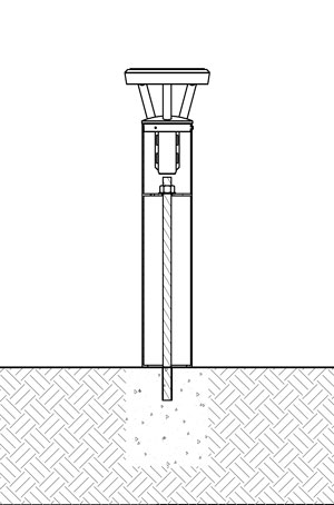 太阳能护柱安装有粘结锚和螺纹杆的示意图