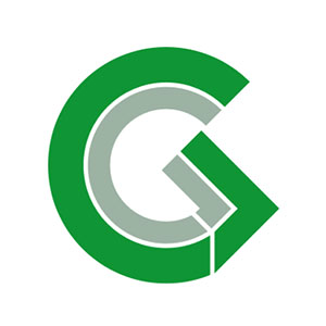 由两个风格化GS组成的绿色徽标在另一个内部设置一个
