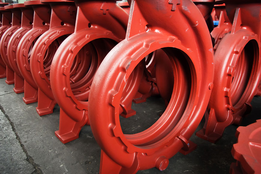 红色泥浆泵室铸件