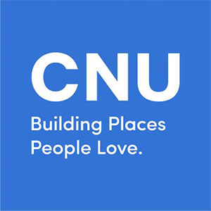 方形标志与CNU，建筑物的人们爱。