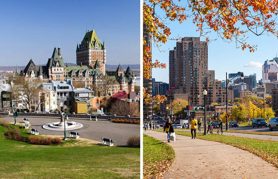 图片显示的城市蒙特利尔和魁北克市