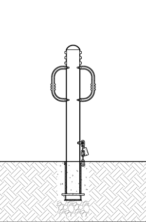 使用带链条的接收器安装可拆卸的自行车系柱示意图