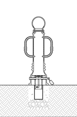 使用可伸缩支架安装的可拆卸自行车系柱示意图