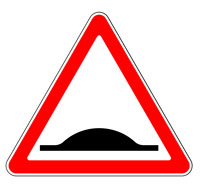 红色三角带黑色减速带警告标志