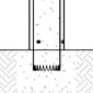 该图表显示了安全柱和柱盖的横截面，并演示了如何使用固定螺钉来安装柱盖。